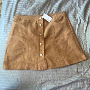 Suede Brown button up skirt